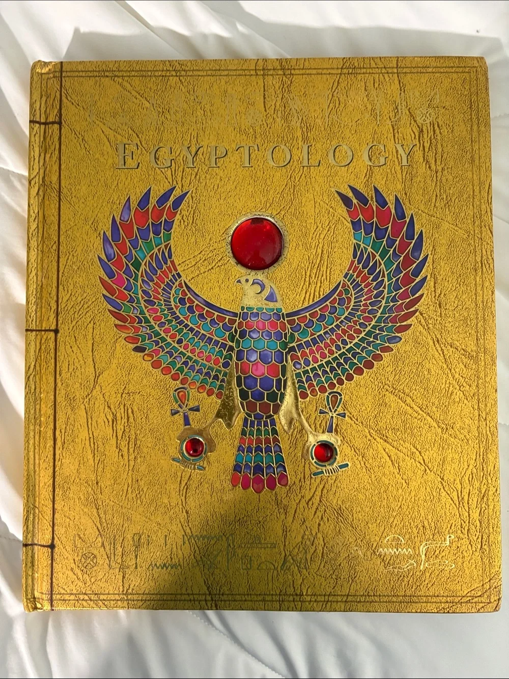 Egyptology Decorative Gold Bird Book Cover - Yellow